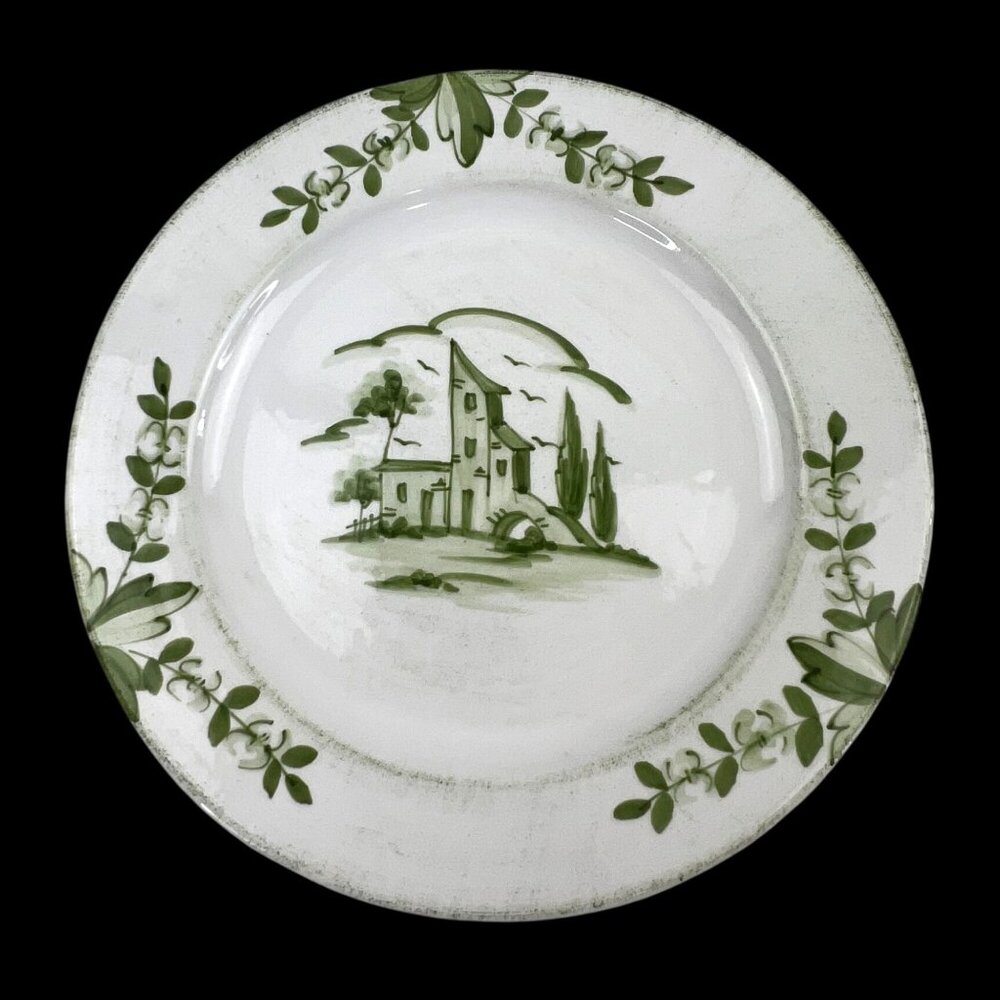 VIETRI Borgo Antico Italy Salad Lunch Plate 8.75" Hand-Painted Green Floral